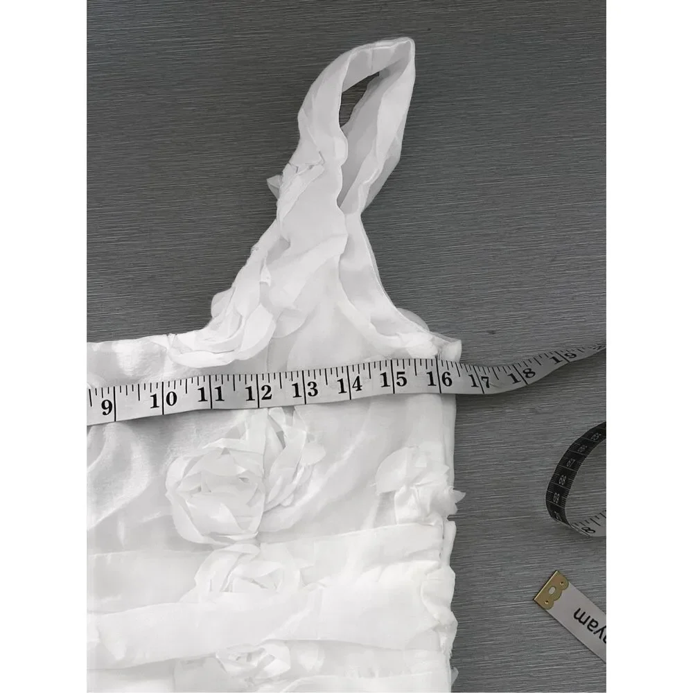 Lulus Exceptional Entrance White Sleeveless Tiered Rosette Midi Dress Size M NWT - Picture 7 of 11